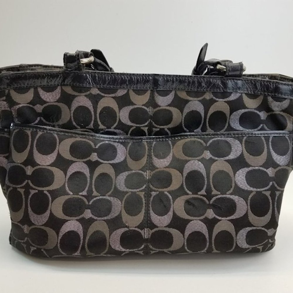 Coach SASSY Gallery Signature 3 Color Lurex Black Metallic Tote Bag - Picture 11 of 16